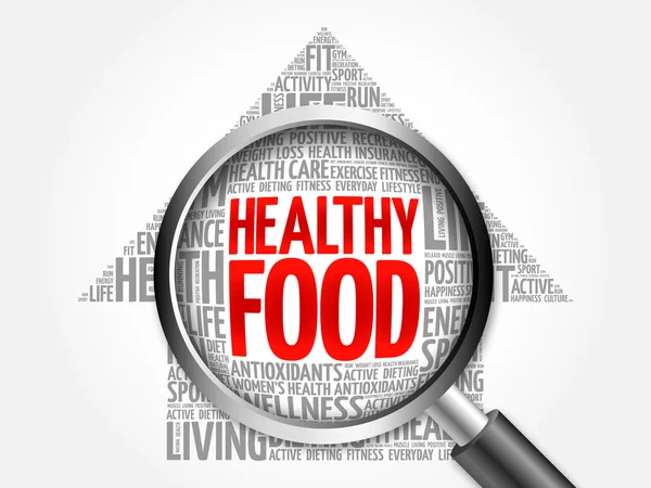 Nube de palabras de flecha de comida saludable —  Fotos de Stock