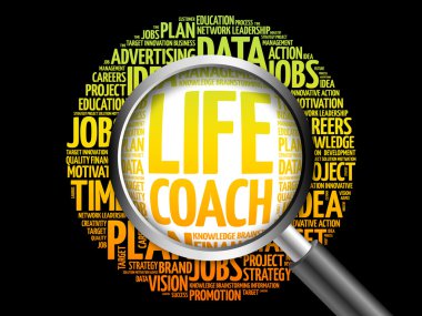 Büyüteç ile yaşam koçu kelime bulutu