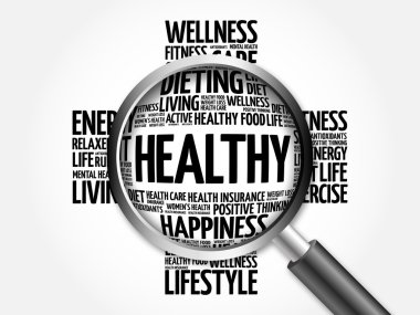 Büyüteç ile sağlıklı kelime bulutu