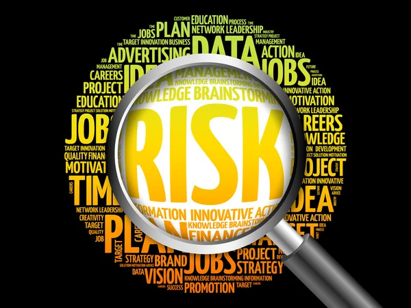 RISK word cloud with magnifying glass — Stock Photo, Image