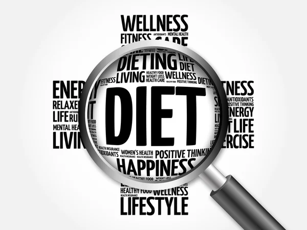 Diet word cloud with magnifying glass — Stock Photo, Image