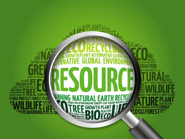 Resource word cloud with magnifying glass — Stock Photo, Image