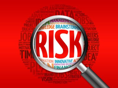 Büyüteç ile risk kelime bulutu