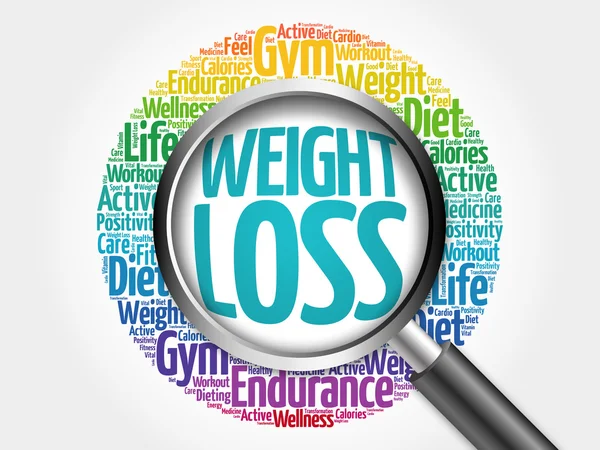 Gewichtsverlust Wortwolke mit Lupe — Stockfoto