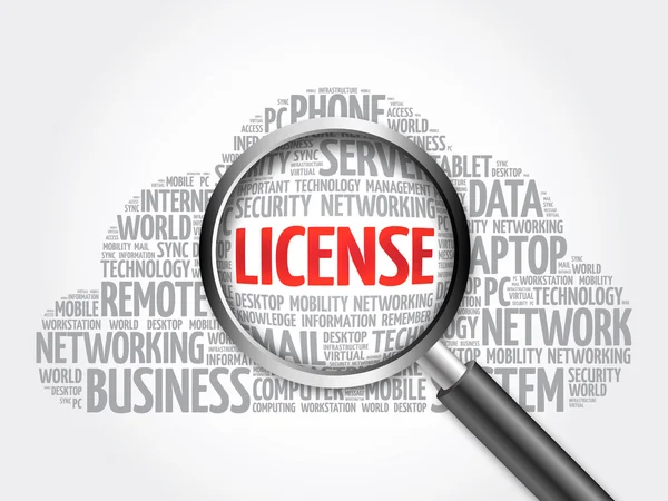 LICENSE word cloud with magnifying glass — Stock Photo, Image