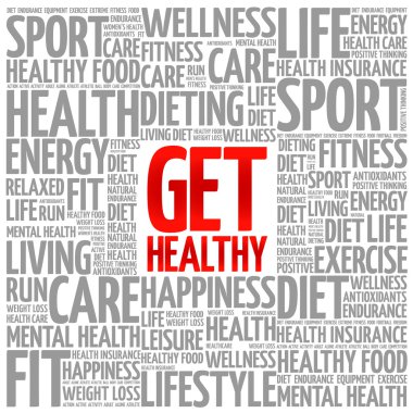 Sağlıklı kelime bulutu arka olsun