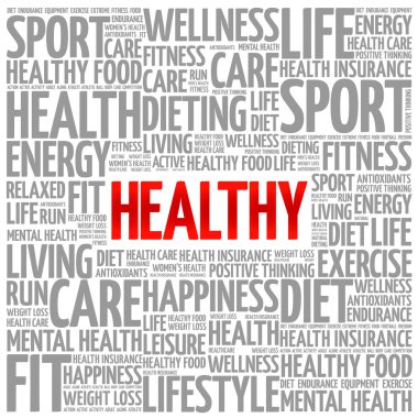 Sağlıklı kelime bulutu arka plan