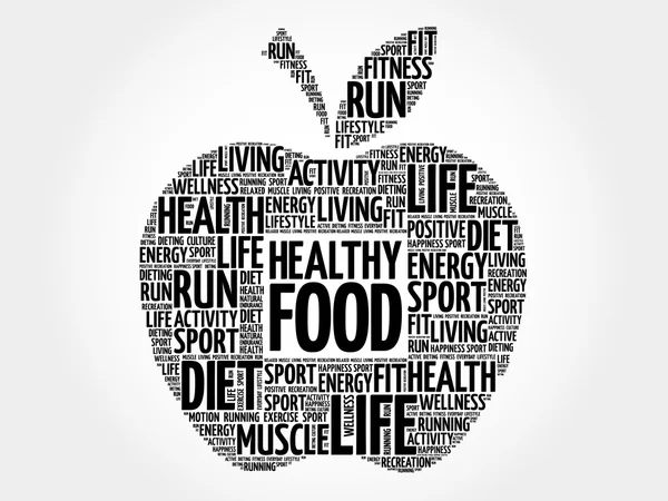 Gezond eten apple word cloud — Stockvector