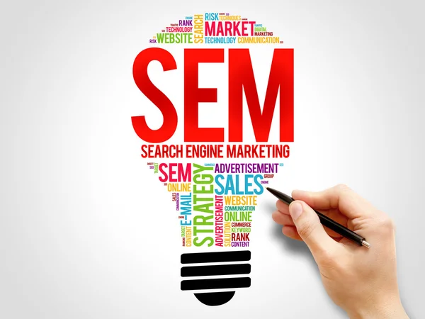 Bombilla SEM (Search Engine Marketing) — Foto de Stock