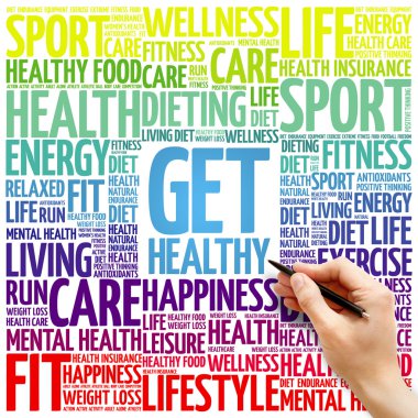 Sağlıklı kelime bulutu arka olsun