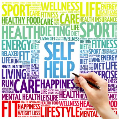 Kendi kendine yardım kelime bulutu arka plan