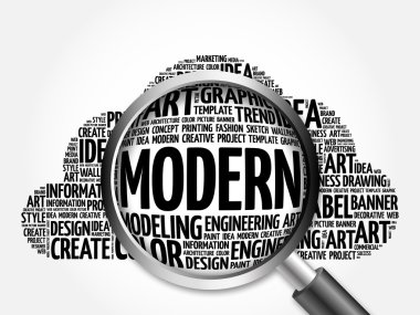 Büyüteç ile modern kelime bulutu