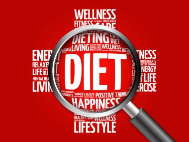 Büyüteç ile diyet kelime bulutu