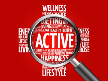 Büyüteç ile etkin kelime bulutu