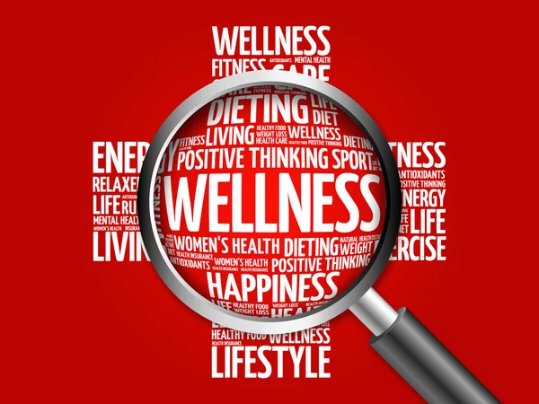 WELLNESS word cloud with magnifying glass