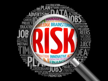 Büyüteç ile risk kelime bulutu