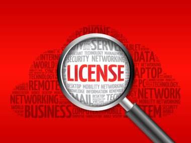 Büyüteç ile lisans kelime bulutu