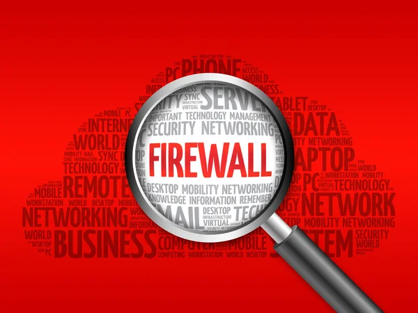 FIREWALL word cloud with magnifying glass — Stock Photo, Image