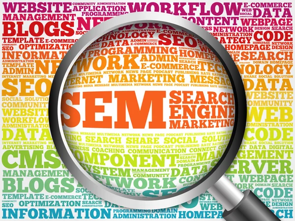 SEM (Search Engine Marketing) nube de palabras —  Fotos de Stock