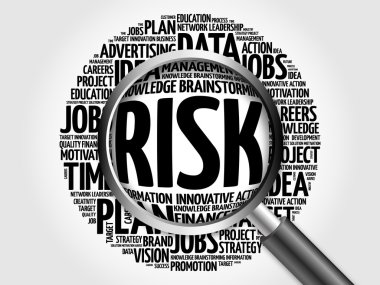 Büyüteç ile risk kelime bulutu
