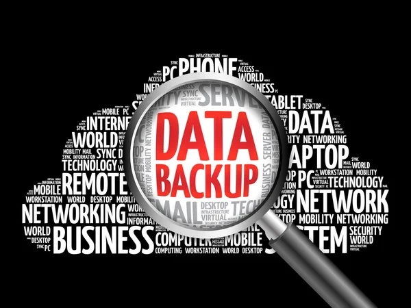 Data Backup nuvem de palavras — Fotografia de Stock