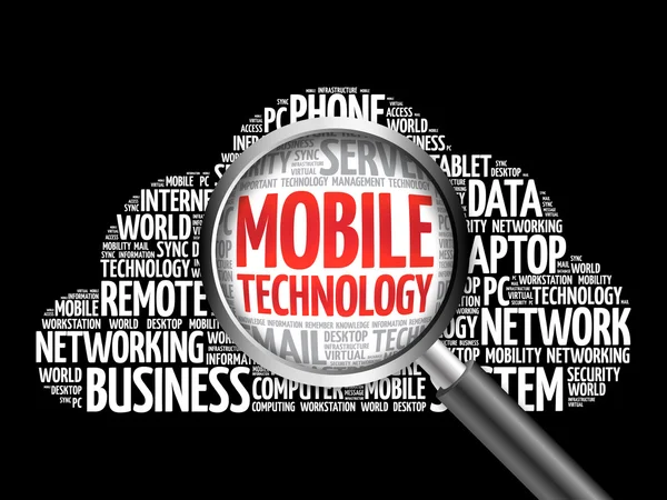 Tecnología móvil palabra nube — Foto de Stock
