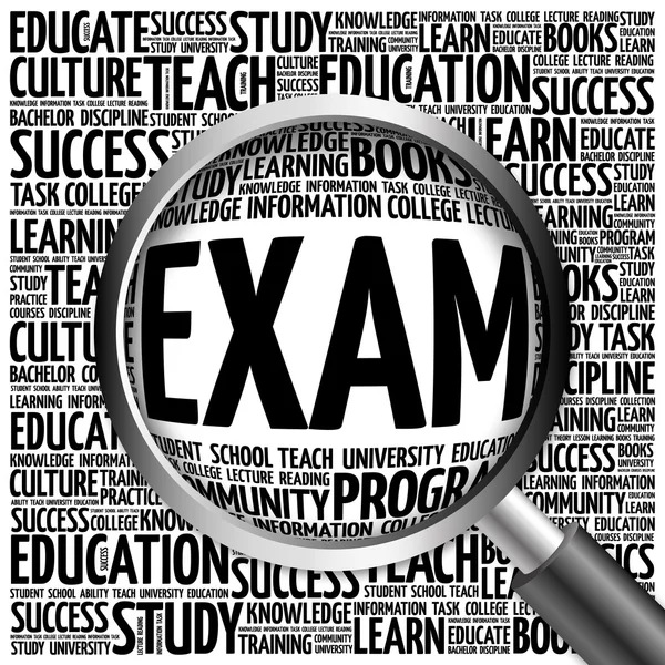 EXAM collage educación palabra — Foto de Stock