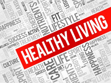 Sağlıklı yaşam kelime bulutu arka plan