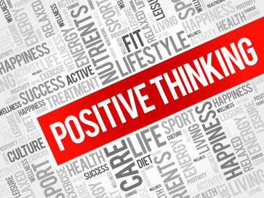 Positive thinking word cloud background clipart