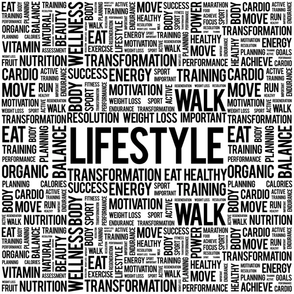 LIFESTYLE word cloud background — Stock Vector