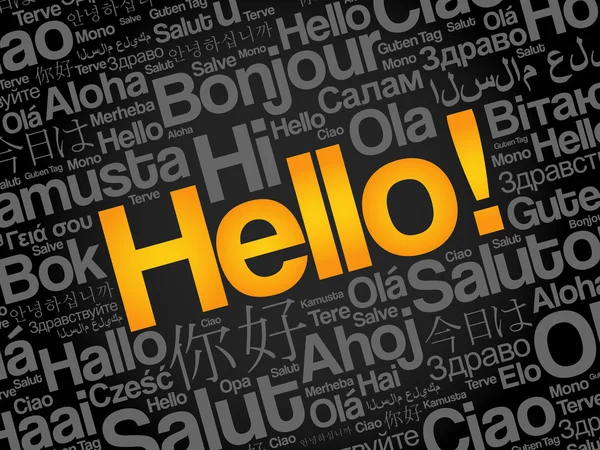 Palabra Hola en diferentes idiomas — Vector de stock