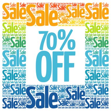 %70 off Satılık kelime bulutu