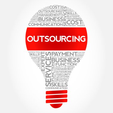 Dış kaynak ampul kelime bulutu