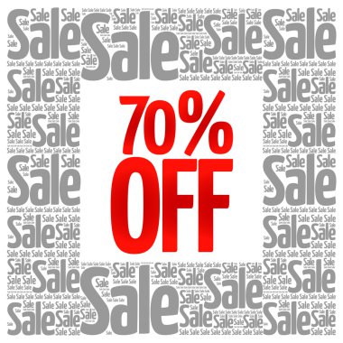 %70 off Satılık kelime bulutu