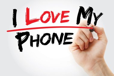 el işareti ile benim telefon seviyorum yazısı