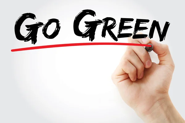 Hand writing Go Green with marker — Stock Photo, Image