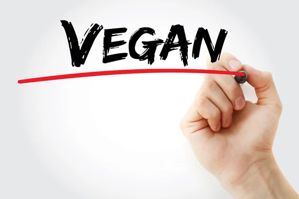 Hand schrijven vegan met marker — Stockfoto