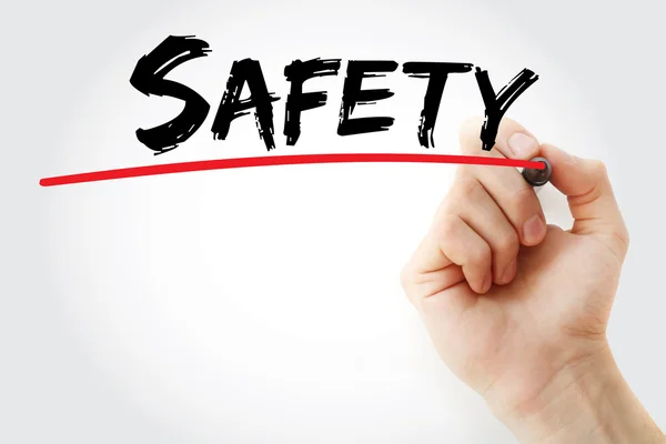Hand writing Safety with marker — Stock Photo, Image