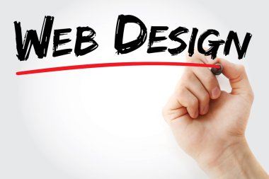 Kırmızı marker ile Web Tasarım yazma el