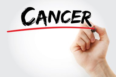 Hand writing Cancer with marker clipart