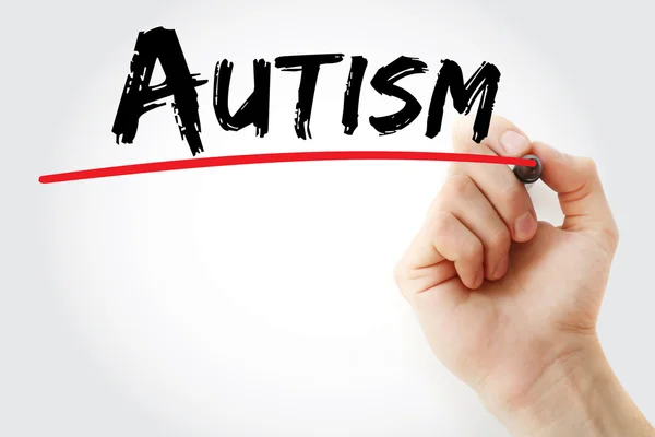Ruční psaní autismu se značkou — Stock fotografie