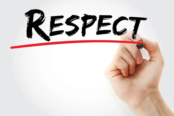 Hand writing Respect with marker — Stock Photo, Image