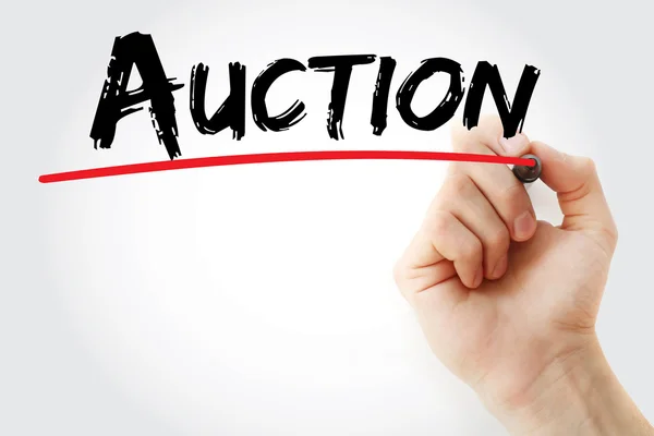 Kézi írás aukciós jelölővel — Stock Fotó