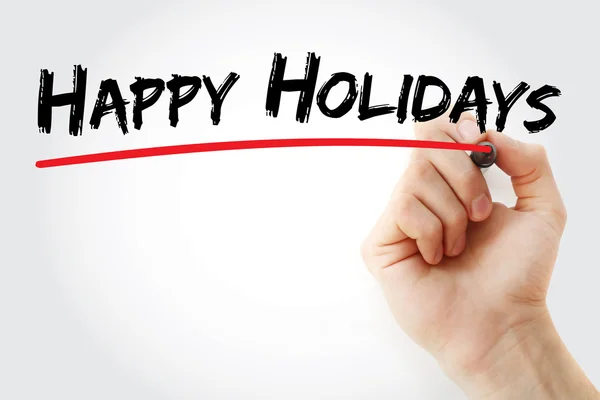 Kézi írás Happy Holidays jelölővel — Stock Fotó
