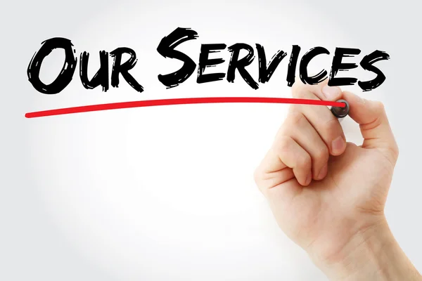 Hand writing Our Services with marker — Stock Photo, Image