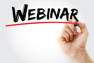 Kırmızı marker ile Webinar yazma el