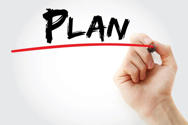 Hand writing Plan with red marker — Stock Photo, Image