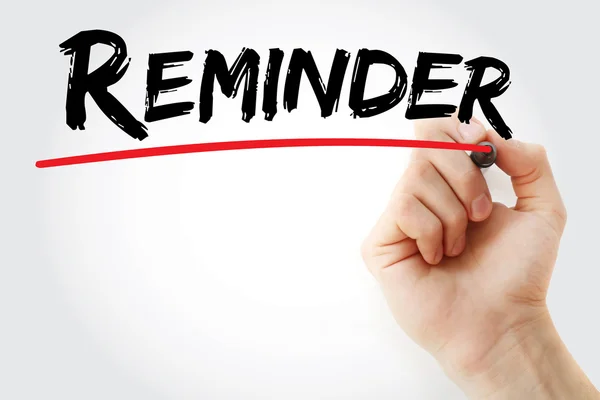 Hand writing Reminder with red marker — Stock Photo, Image