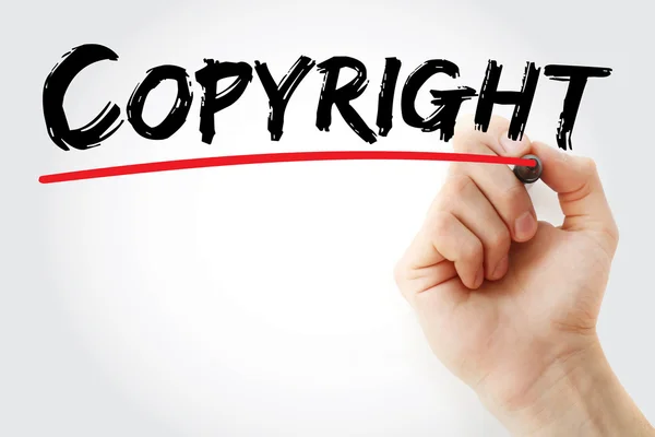 Scrittura a mano Copyright con marcatore rosso — Foto Stock