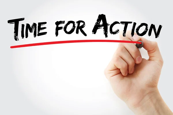 Hand writing Time for Action with red marker — Stock Photo, Image